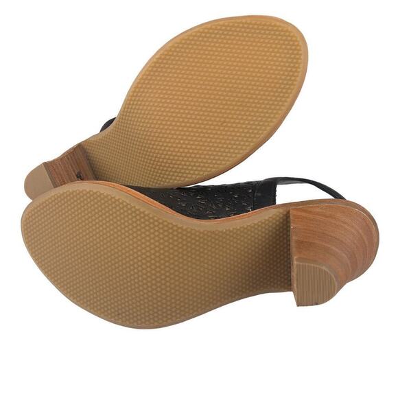 TRASK LASER CUT LEATHER SLINGBACK HEELED SANDALS IN BLACK NWOB WOMEN'S SIZE 8 - Picture 8 of 13